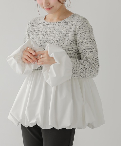 Fitmore♡完売品 ツイードバックフリルバルーントップス ツイードバックフリルバルーントップス（その他トップス）｜Fit more