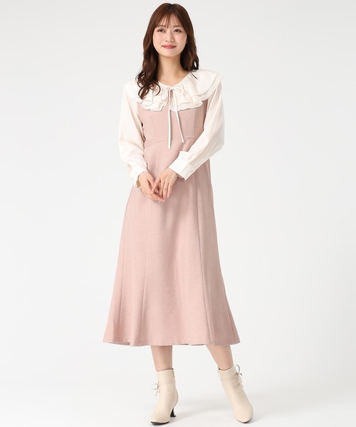 MISCH MASCH(ミッシュマッシュ)の「フリルカラーマーメイドワンピース(ワンピース・レディース・ピンク/ブラック・S/M)」の8枚目の写真