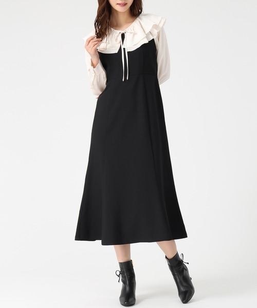 MISCH MASCH(ミッシュマッシュ)の「フリルカラーマーメイドワンピース(ワンピース・レディース・ピンク/ブラック・S/M)」の4枚目の写真