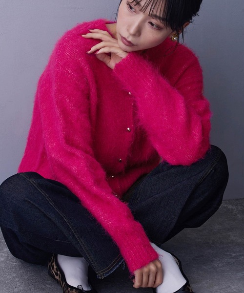 NICOLE white（ニコルホワイト）の「シャギーカーディガン（カーディガン/ボレロ・レディース・ピンク/レッド/ブラウン・FREE）」の3枚目の写真