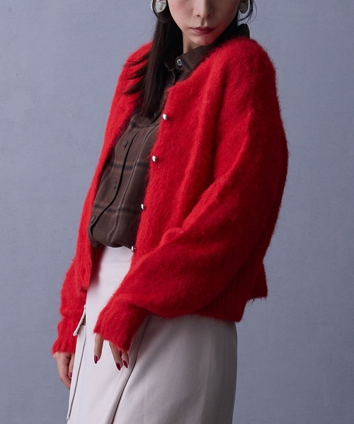 NICOLE white（ニコルホワイト）の「シャギーカーディガン（カーディガン/ボレロ・レディース・ピンク/レッド/ブラウン・FREE）」の4枚目の写真