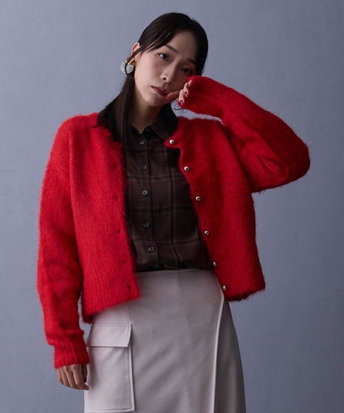 NICOLE white（ニコルホワイト）の「シャギーカーディガン（カーディガン/ボレロ・レディース・ピンク/レッド/ブラウン・FREE）」の6枚目の写真