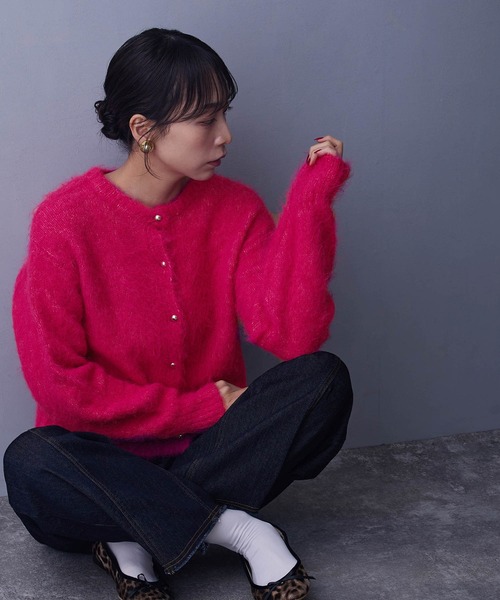 NICOLE white（ニコルホワイト）の「シャギーカーディガン（カーディガン/ボレロ・レディース・ピンク/レッド/ブラウン・FREE）」の14枚目の写真