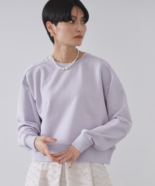 OPAQUE.CLIP（オペークドットクリップ）の「ラメ裏毛ショートプルオーバー【洗濯機OK】（スウェット・レディース・アイボリー系5/グレー系4/パープル系1・00）」の3枚目の写真