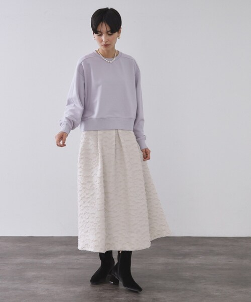 OPAQUE.CLIP（オペークドットクリップ）の「ラメ裏毛ショートプルオーバー【洗濯機OK】（スウェット・レディース・アイボリー系5/グレー系4/パープル系1・00）」の13枚目の写真
