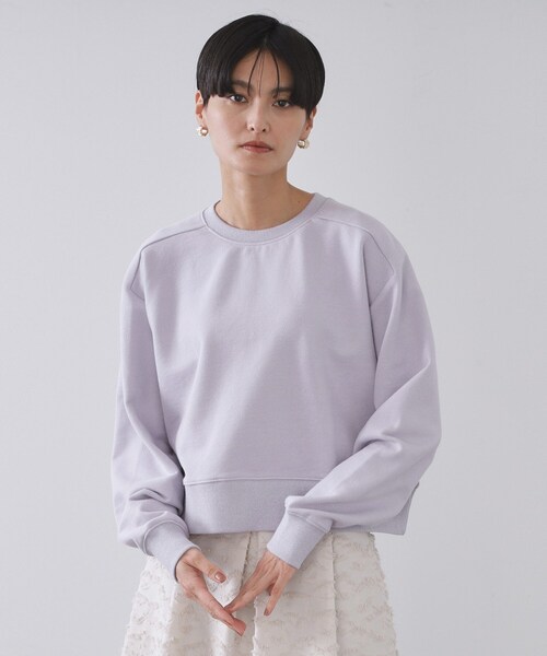 OPAQUE.CLIP（オペークドットクリップ）の「ラメ裏毛ショートプルオーバー【洗濯機OK】（スウェット・レディース・アイボリー系5/グレー系4/パープル系1・00）」の16枚目の写真