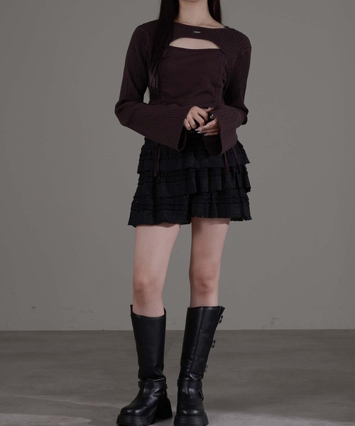 apres jour mignon(アプレジュールミニョン)の「胸開きドロストニット(ニット/セーター・レディース・グレー/ブラック/ブラウン系その他/アイボリー・フリー/LARGE)」の21枚目の写真