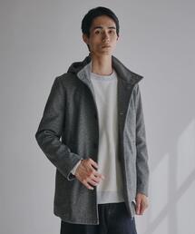 THE SHOP TK | ON/OFF対応 ウーリック スタンド メルトンコート 【洗濯機OK/フード取外し可】(その他アウター)