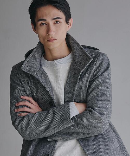 THE SHOP TK (ザ ショップ ティーケー )の「ON/OFF対応 ウーリック スタンド メルトンコート 【洗濯機OK/フード取外し可】(その他アウター・メンズ・グレー系3/ブラック/チャコール・02/03/04)」の4枚目の写真