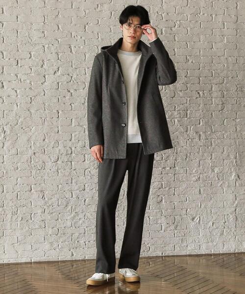 THE SHOP TK (ザ ショップ ティーケー )の「ON/OFF対応 ウーリック スタンド メルトンコート 【洗濯機OK/フード取外し可】(その他アウター・メンズ・グレー系3/ブラック/チャコール・02/03/04)」の7枚目の写真