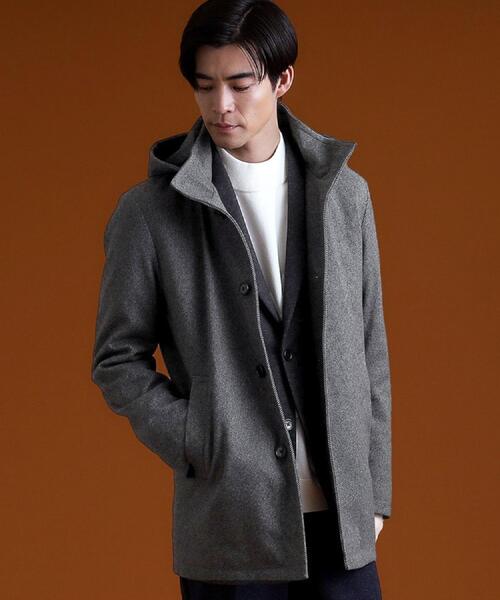 THE SHOP TK (ザ ショップ ティーケー )の「ON/OFF対応 ウーリック スタンド メルトンコート 【洗濯機OK/フード取外し可】(その他アウター・メンズ・グレー系3/ブラック/チャコール・02/03/04)」の8枚目の写真