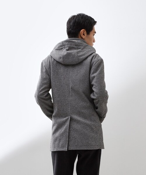 THE SHOP TK (ザ ショップ ティーケー )の「ON/OFF対応 ウーリック スタンド メルトンコート 【洗濯機OK/フード取外し可】(その他アウター・メンズ・グレー系3/ブラック/チャコール・02/03/04)」の19枚目の写真