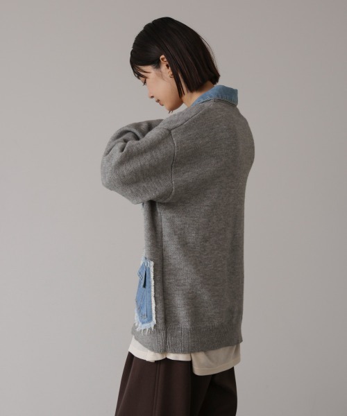 Bou Jeloud（ブージュルード）の「ニットコンビデニムジャケット（その他アウター・レディース・ベージュ/ブラック/グレー・FREE）」の8枚目の写真