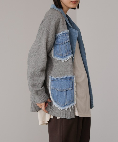 Bou Jeloud（ブージュルード）の「ニットコンビデニムジャケット（その他アウター・レディース・ベージュ/ブラック/グレー・FREE）」の10枚目の写真