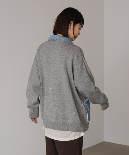 Bou Jeloud（ブージュルード）の「ニットコンビデニムジャケット（その他アウター・レディース・ベージュ/ブラック/グレー・FREE）」の13枚目の写真