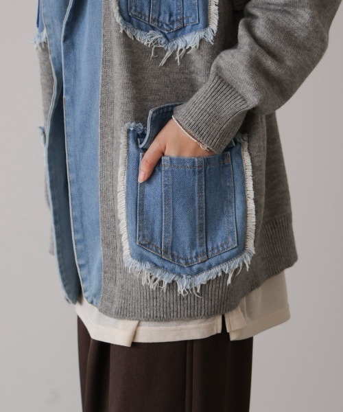Bou Jeloud（ブージュルード）の「ニットコンビデニムジャケット（その他アウター・レディース・ベージュ/ブラック/グレー・FREE）」の15枚目の写真