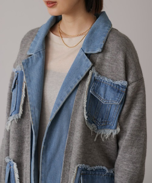 Bou Jeloud（ブージュルード）の「ニットコンビデニムジャケット（その他アウター・レディース・ベージュ/ブラック/グレー・FREE）」の16枚目の写真