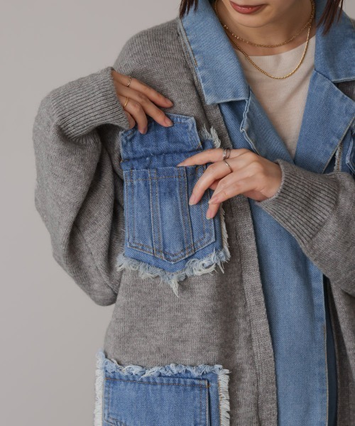 Bou Jeloud（ブージュルード）の「ニットコンビデニムジャケット（その他アウター・レディース・ベージュ/ブラック/グレー・FREE）」の20枚目の写真