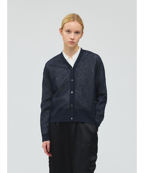 mizuiroind（ミズイロインド）の「mizuiro ind ワッシャーボイルVネックカーディガン（カーディガン/ボレロ・レディース・オフホワイト/ブラック/ネイビー/ライトグレー・FREE）」の4枚目の写真