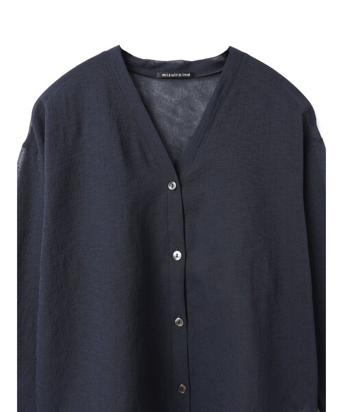 mizuiroind（ミズイロインド）の「mizuiro ind ワッシャーボイルVネックカーディガン（カーディガン/ボレロ・レディース・オフホワイト/ブラック/ネイビー/ライトグレー・FREE）」の17枚目の写真