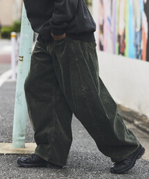 FREAK'S STORE | ワイドシルエット ブリーチ加工 カーブ コーデュロイパンツ(その他パンツ)
