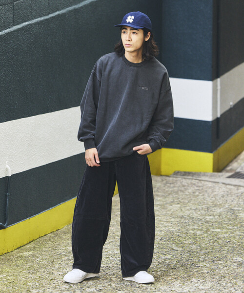 ワイドシルエット ブリーチ加工 カーブ コーデュロイパンツ（その他