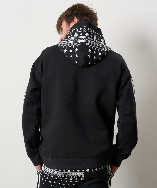 STUD MUFFIN（スタッドマフィン）の「STUD MUFFIN/スタッドマフィン/ストレッチポンチ スターノルディックフロッキー ライン プルパーカー（パーカー・メンズ・ブラック/ホワイト系2・3/2/4）」の5枚目の写真