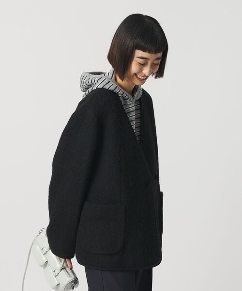 BEAUTY&YOUTH UNITED ARROWS（ビューティーアンドユースユナイテッドアローズ）の「シャギー ノーカラージャケットコート（ノーカラージャケット・レディース・オリーブ/ブラック・M/S）」の22枚目の写真