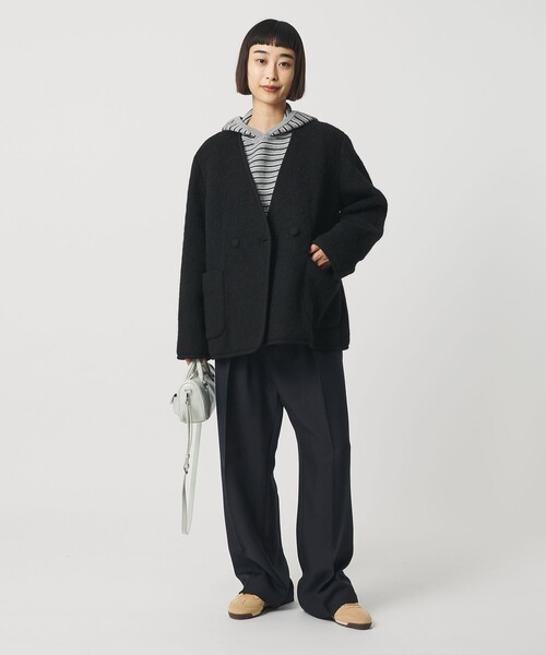 BEAUTY&YOUTH UNITED ARROWS（ビューティーアンドユースユナイテッドアローズ）の「シャギー ノーカラージャケットコート（ノーカラージャケット・レディース・オリーブ/ブラック・M/S）」の21枚目の写真