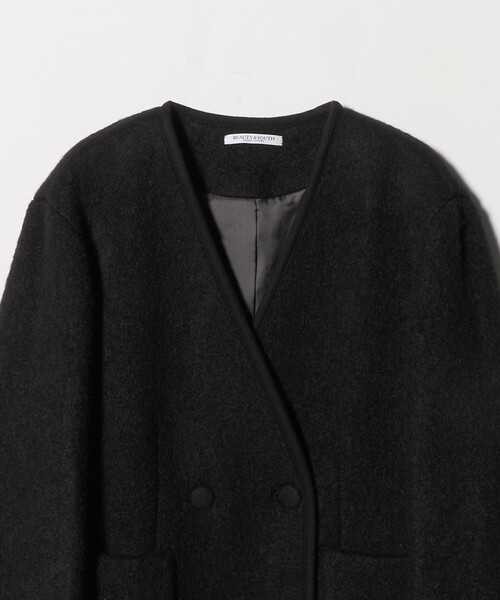 BEAUTY&YOUTH UNITED ARROWS（ビューティーアンドユースユナイテッドアローズ）の「シャギー ノーカラージャケットコート（ノーカラージャケット・レディース・オリーブ/ブラック・M/S）」の6枚目の写真