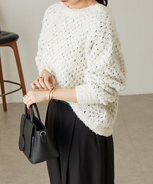 BEARDSLEY（ビアズリー）の「ツイードニット（ニット/セーター・レディース・ブラック/ホワイト・FREE）」の18枚目の写真