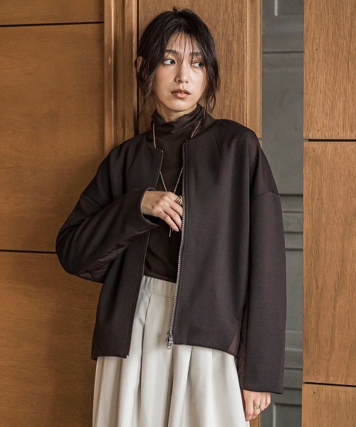 ダンボール×キルティングミドルノーカラーブルゾン（ブルゾン