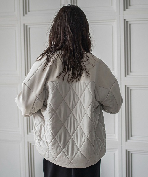 ダンボール×キルティングミドルノーカラーブルゾン（ブルゾン