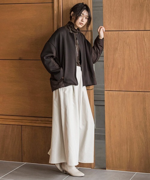 ダンボール×キルティングミドルノーカラーブルゾン（ブルゾン