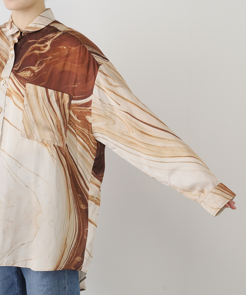 FUMIE TANAKA（フミエタナカ）の「【FUMIE TANAKA(フミエタナカ)】marble sh：シャツ（シャツ/ブラウス・レディース・ベージュ・2）」の7枚目の写真