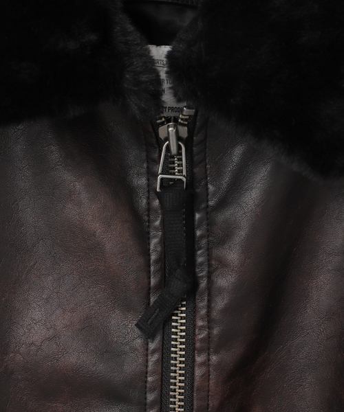 B.C STOCK（ベーセーストック）の「フェイクレザー G1 フライトジャケット（ミリタリージャケット・メンズ・ブラウン・LARGE/MEDIUM）」の11枚目の写真