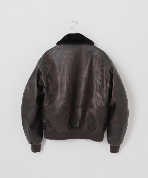 B.C STOCK（ベーセーストック）の「フェイクレザー G1 フライトジャケット（ミリタリージャケット・メンズ・ブラウン・LARGE/MEDIUM）」の14枚目の写真