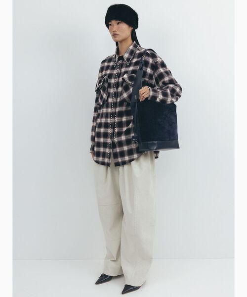 OPEN Yy(オープンワイワイ)の「【Geek Office / ギークオフィス】OPEN YY Woven BEADED POCKET SHIRT(シャツ/ブラウス・レディース・ブラウン/レッド・SMALL)」の3枚目の写真