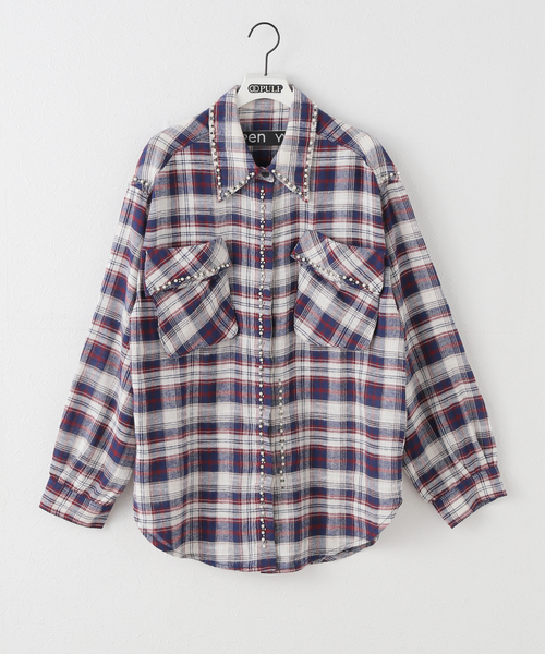 OPEN Yy(オープンワイワイ)の「【Geek Office / ギークオフィス】OPEN YY Woven BEADED POCKET SHIRT(シャツ/ブラウス・レディース・ブラウン/レッド・SMALL)」の7枚目の写真