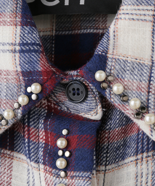 OPEN Yy(オープンワイワイ)の「【Geek Office / ギークオフィス】OPEN YY Woven BEADED POCKET SHIRT(シャツ/ブラウス・レディース・ブラウン/レッド・SMALL)」の9枚目の写真