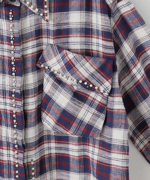 OPEN Yy(オープンワイワイ)の「【Geek Office / ギークオフィス】OPEN YY Woven BEADED POCKET SHIRT(シャツ/ブラウス・レディース・ブラウン/レッド・SMALL)」の11枚目の写真