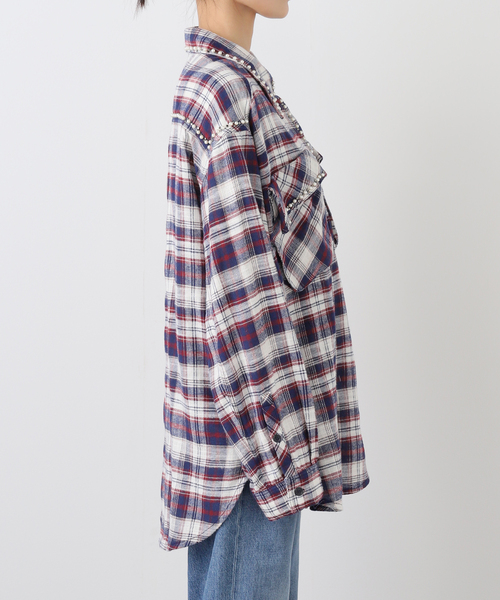 OPEN Yy(オープンワイワイ)の「【Geek Office / ギークオフィス】OPEN YY Woven BEADED POCKET SHIRT(シャツ/ブラウス・レディース・ブラウン/レッド・SMALL)」の22枚目の写真