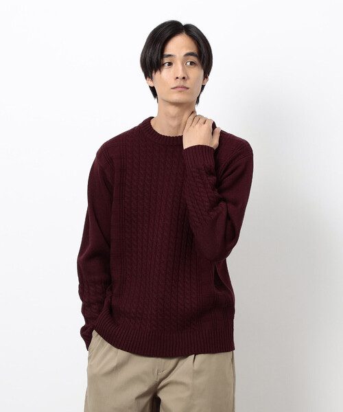 COMME CA ISM（コムサイズム）の「ケーブルブロッキングニット（ニット/セーター・メンズ・グレー/ブラック/ボルドー/ホワイト・MEDIUM/LARGE）」の4枚目の写真