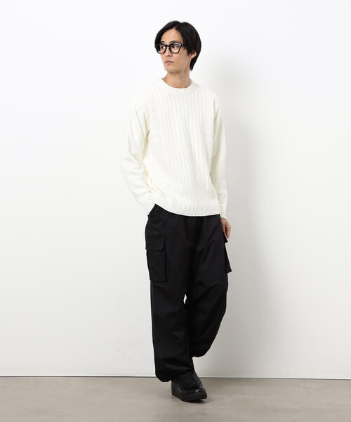 COMME CA ISM（コムサイズム）の「ケーブルブロッキングニット（ニット/セーター・メンズ・グレー/ブラック/ボルドー/ホワイト・MEDIUM/LARGE）」の7枚目の写真