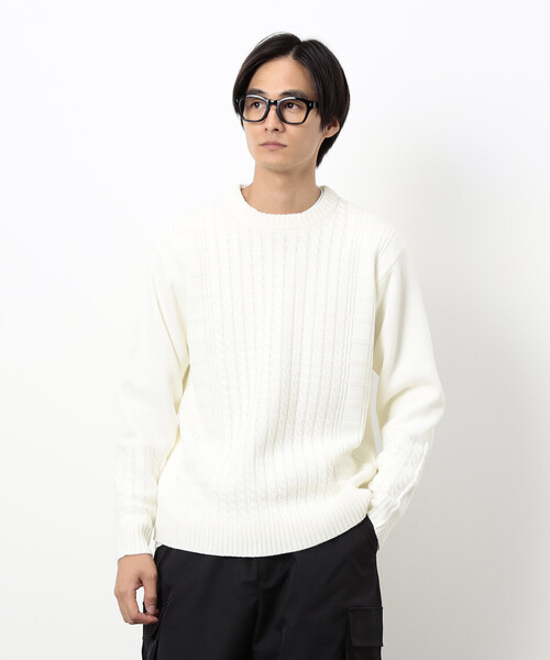 COMME CA ISM（コムサイズム）の「ケーブルブロッキングニット（ニット/セーター・メンズ・グレー/ブラック/ボルドー/ホワイト・MEDIUM/LARGE）」の8枚目の写真