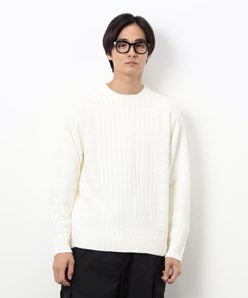 COMME CA ISM（コムサイズム）の「ケーブルブロッキングニット（ニット/セーター・メンズ・グレー/ブラック/ボルドー/ホワイト・MEDIUM/LARGE）」の10枚目の写真