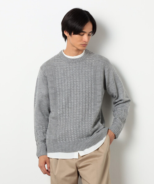 COMME CA ISM（コムサイズム）の「ケーブルブロッキングニット（ニット/セーター・メンズ・グレー/ブラック/ボルドー/ホワイト・MEDIUM/LARGE）」の14枚目の写真