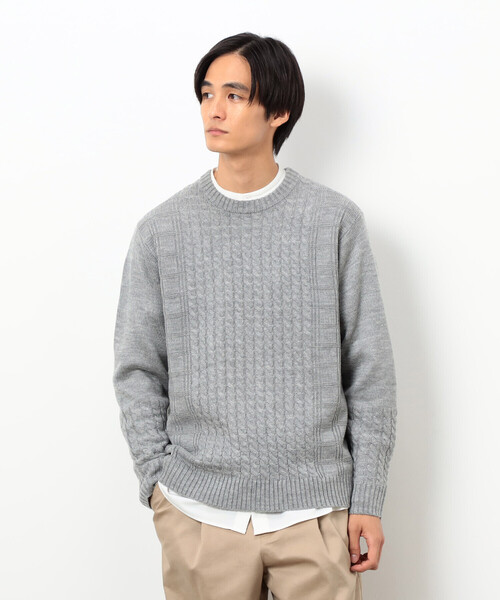 COMME CA ISM（コムサイズム）の「ケーブルブロッキングニット（ニット/セーター・メンズ・グレー/ブラック/ボルドー/ホワイト・MEDIUM/LARGE）」の15枚目の写真