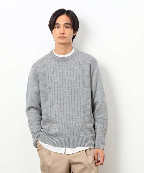 COMME CA ISM（コムサイズム）の「ケーブルブロッキングニット（ニット/セーター・メンズ・グレー/ブラック/ボルドー/ホワイト・MEDIUM/LARGE）」の16枚目の写真