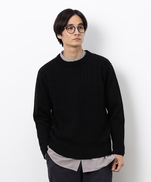 COMME CA ISM（コムサイズム）の「ケーブルブロッキングニット（ニット/セーター・メンズ・グレー/ブラック/ボルドー/ホワイト・MEDIUM/LARGE）」の21枚目の写真